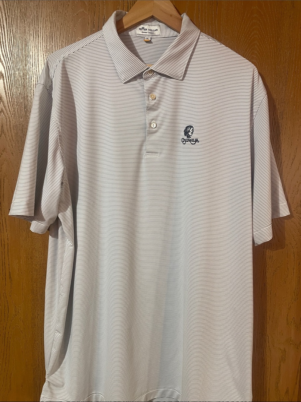 Peter Millar Summer Comfort White Micro-Stripe Polo Shirt Cuscowilia